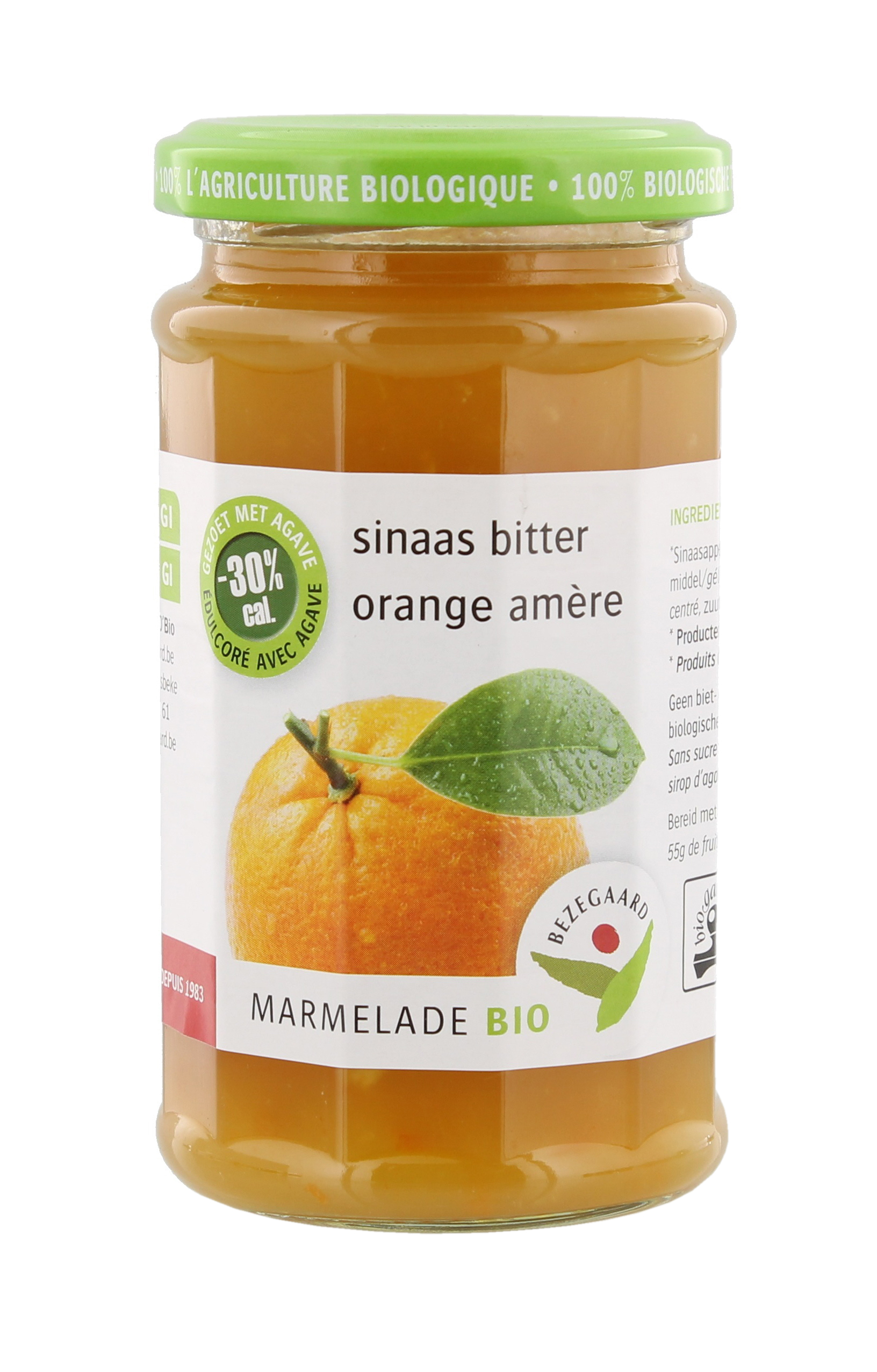 Bezegaard bio marmelade sinaas bitter_gezoet met agave 250g